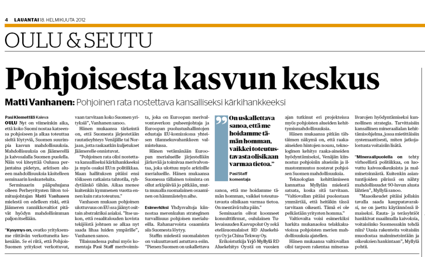 Pohjoisesta kasvun keskus